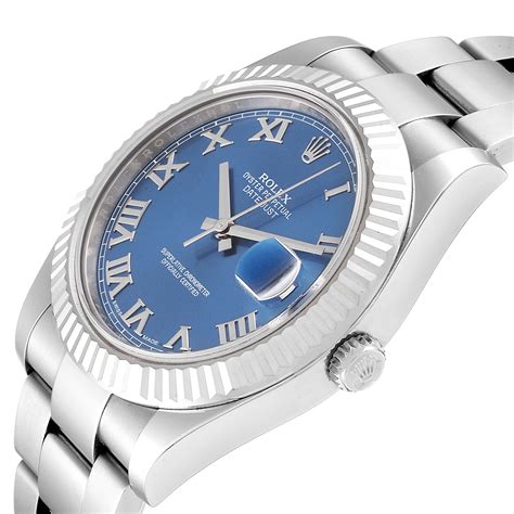 rolex datejust ii blue dial fluted bezel|rolex datejust 41 white dial.